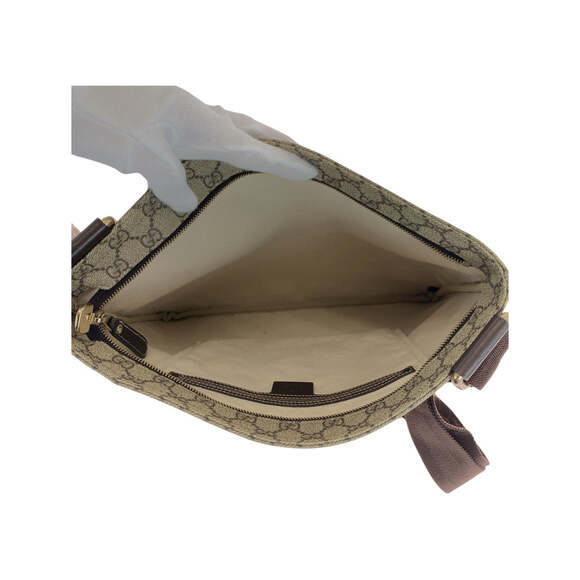 Zip Top Messenger Bag Gg Coated Canvas #213975G64B - Picture 9 of 10